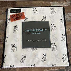 Cynthia Rowley French Bulldog Microfiber 3-PC Twin XL Sheet Set